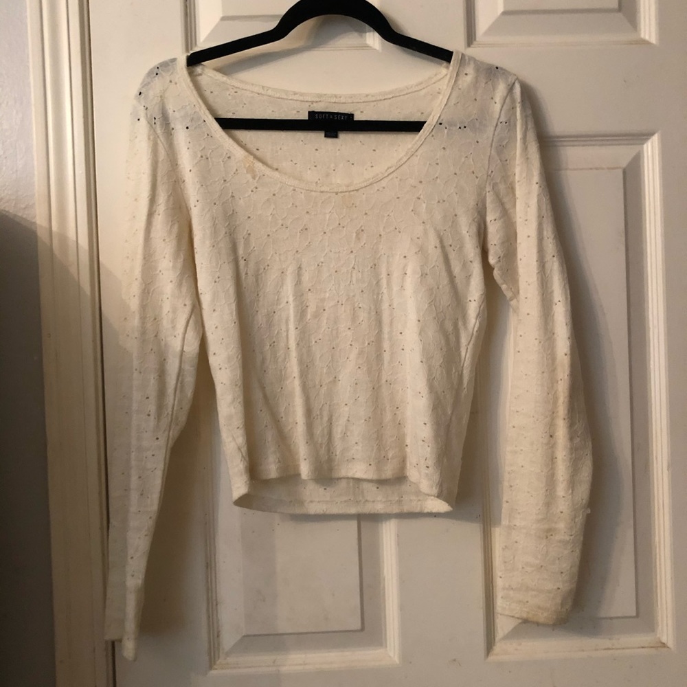 forever 21 crop white long sleeve shirt